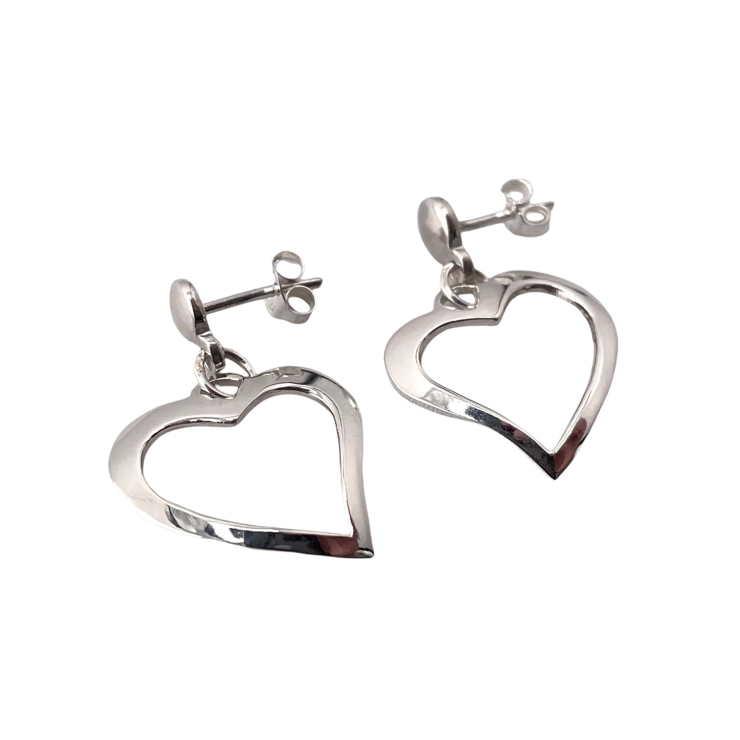 Heart Drop Post Earrings Sterling Silver