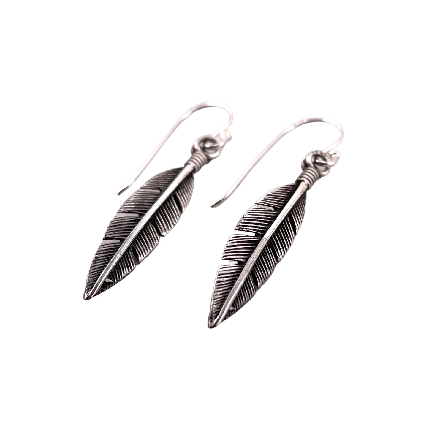 Feather Dangle Earrings Sterling Silver