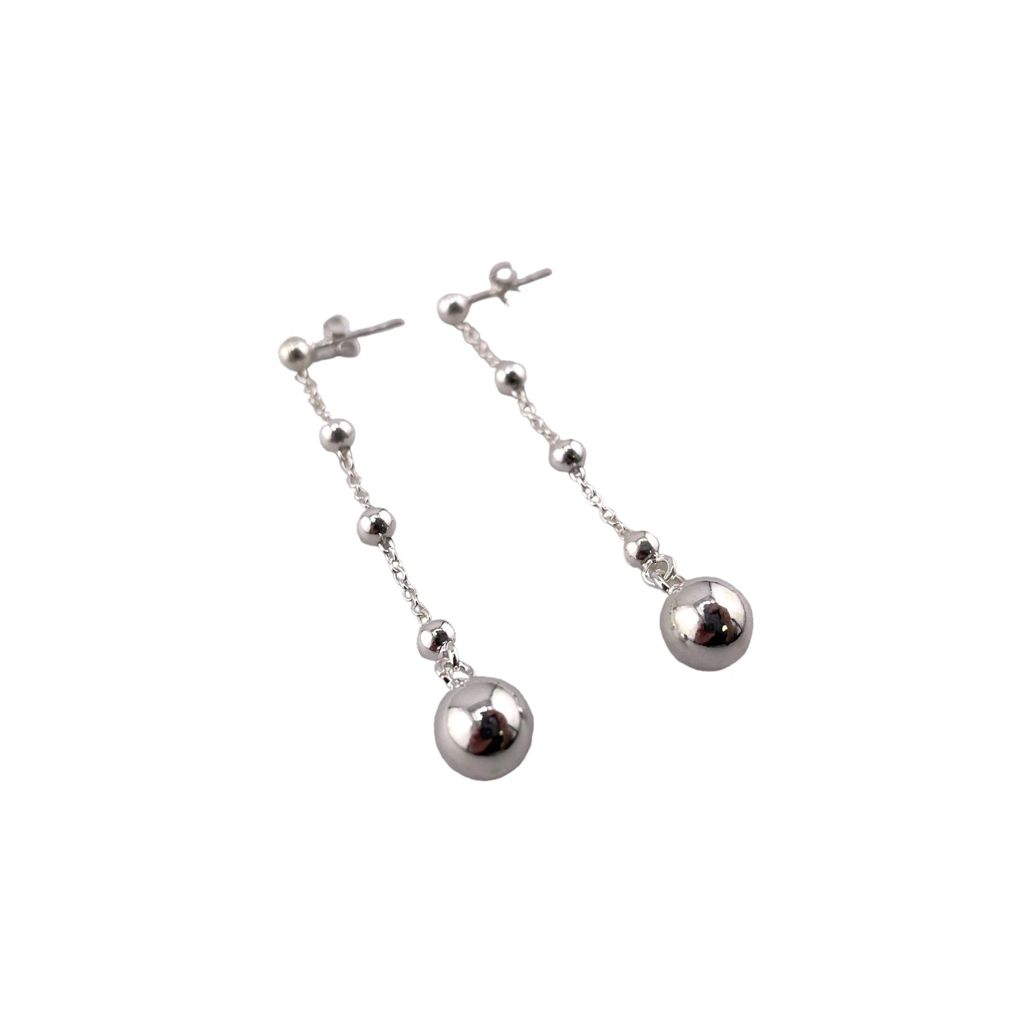 Drop Bead 8mm Dangle Earrings Sterling Silver
