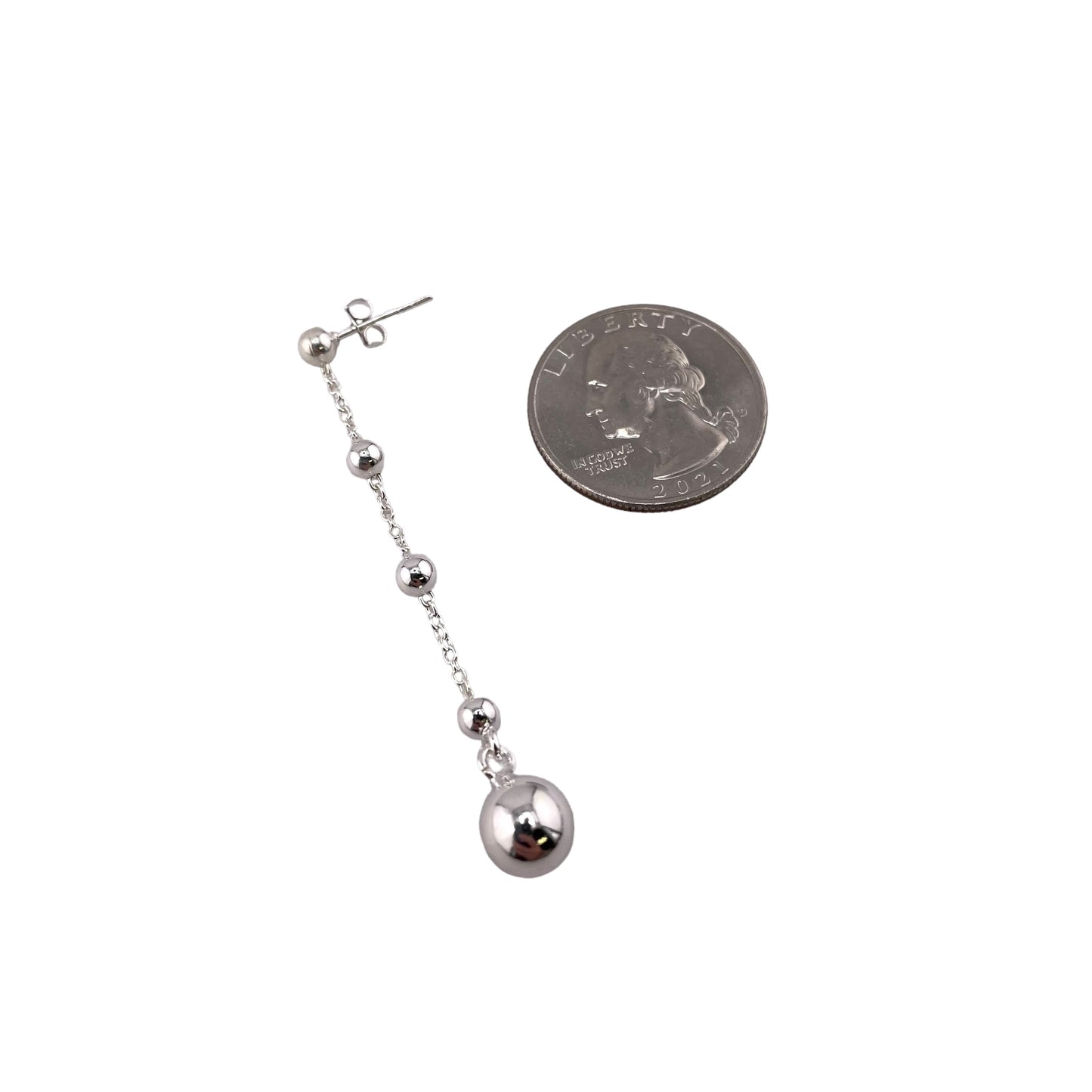 Drop Bead 8mm Dangle Earrings Sterling Silver