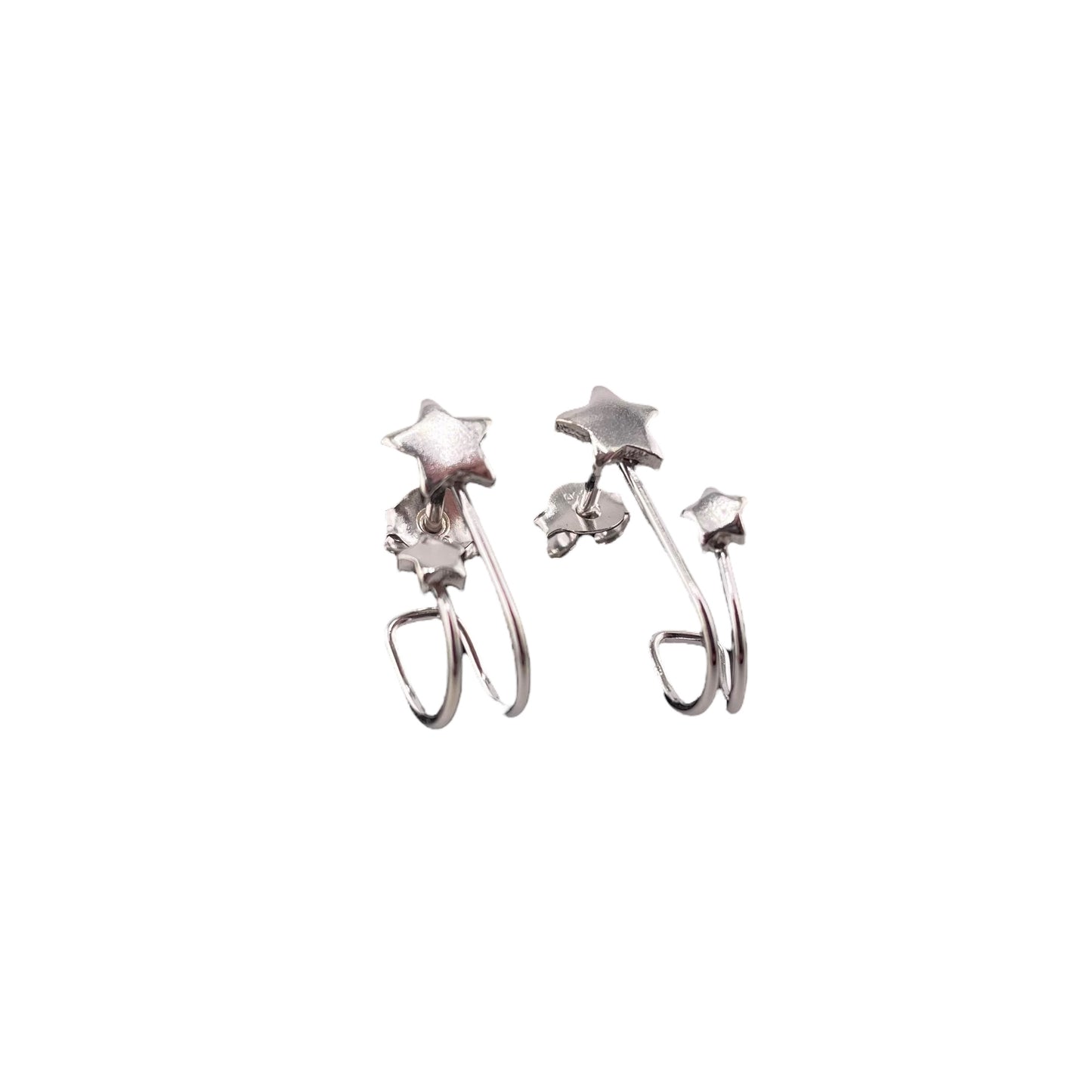Star Cuff Post Earrings Sterling Silver
