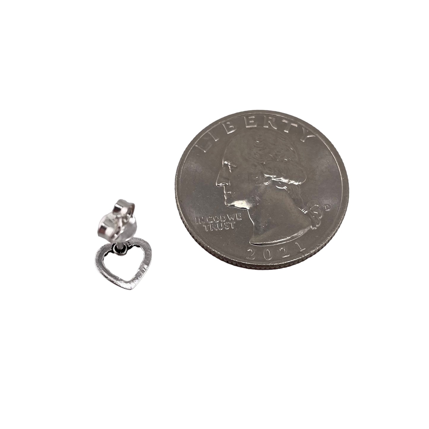 Dotted Heart Post Earrings Sterling Silver