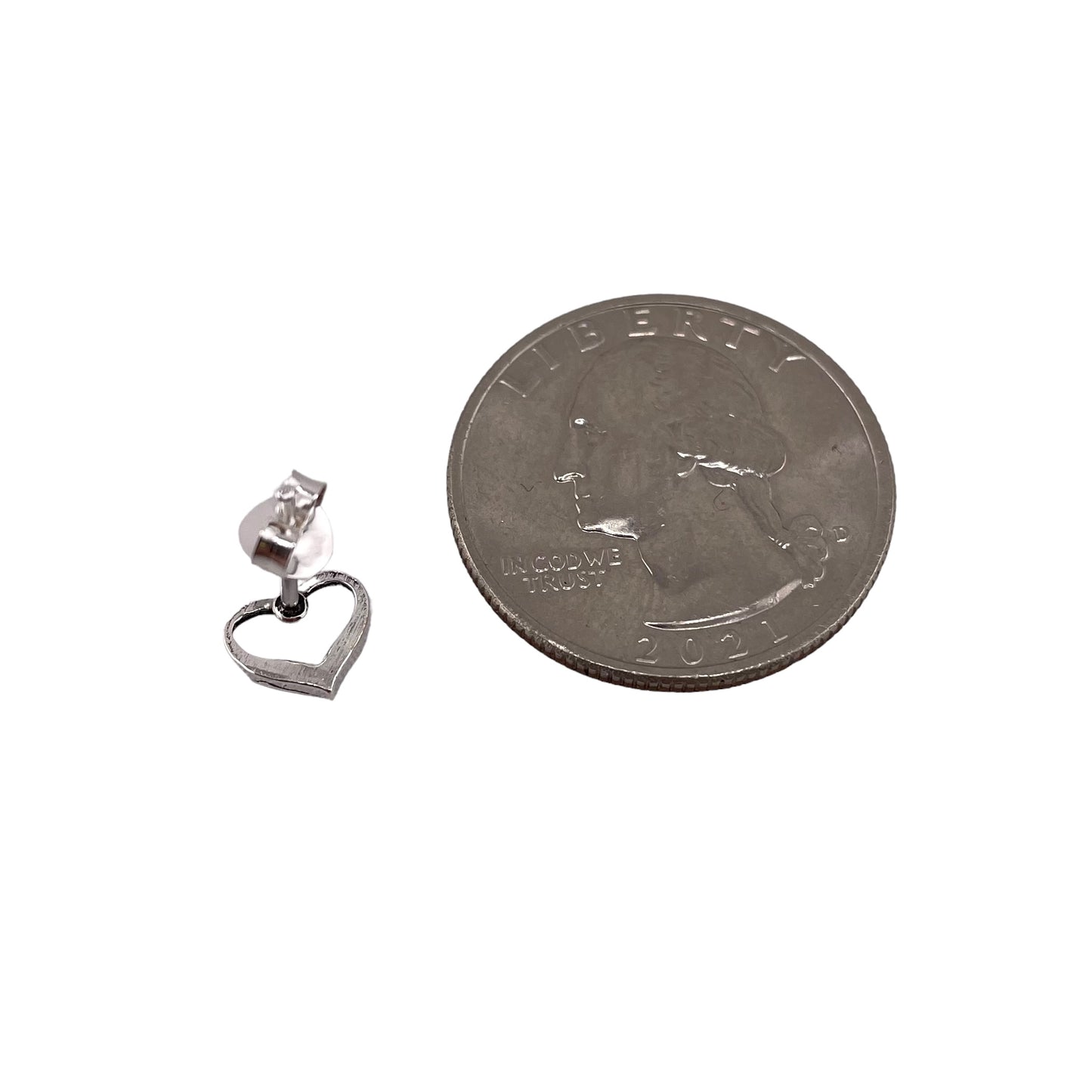 Dottet Heart Post Earrings Sterling Silver