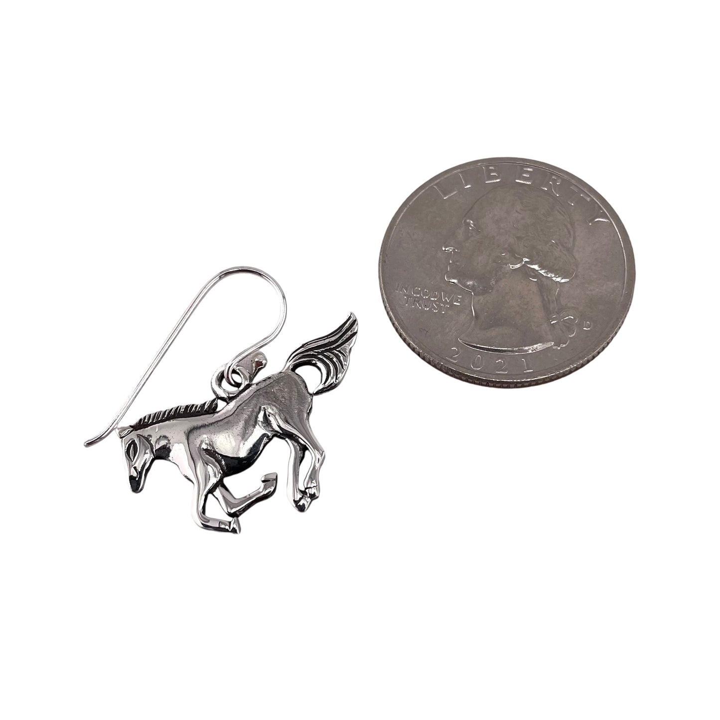 Galloping Horse Earrings Sterling Silver