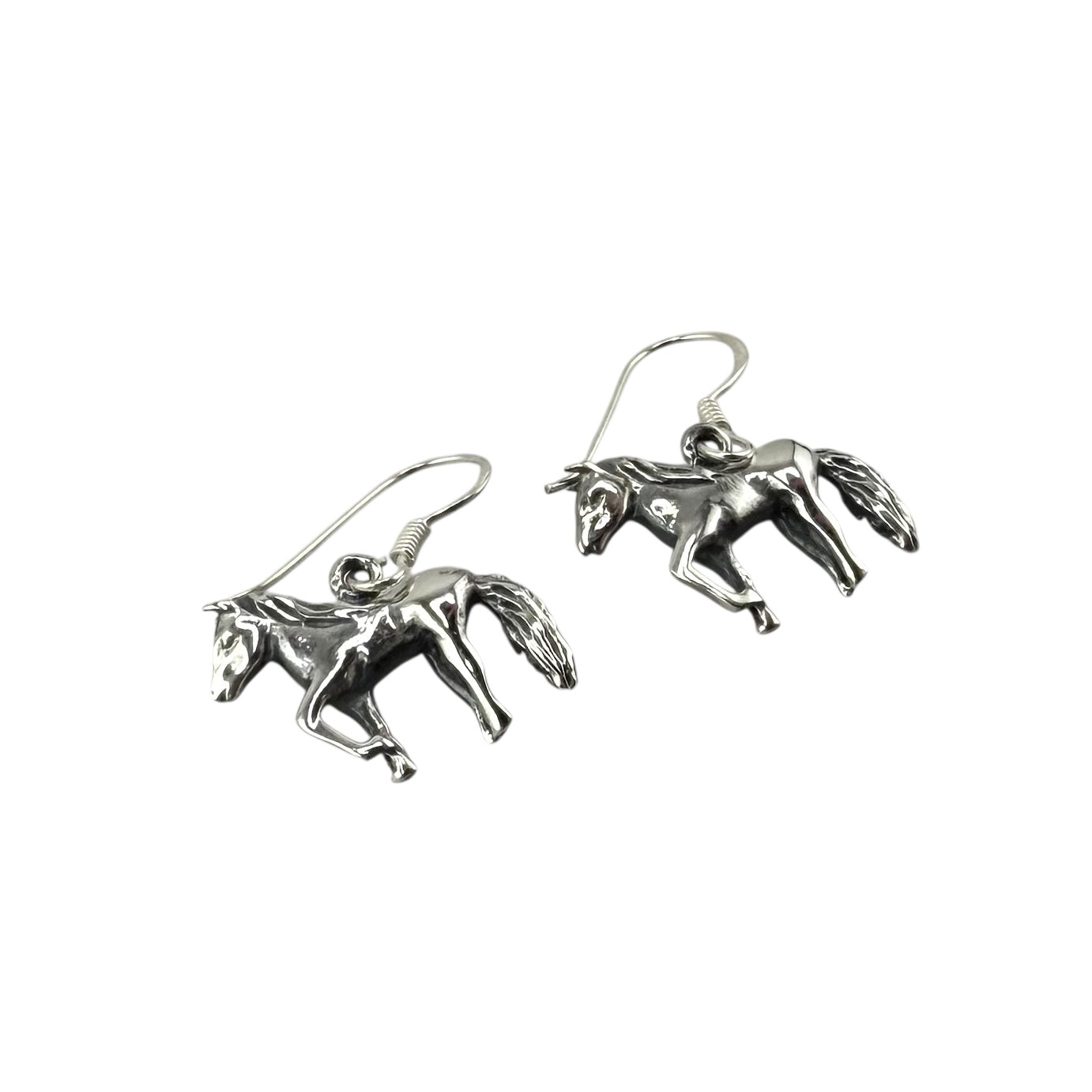 Horse Dangle Earrings Sterling Silver