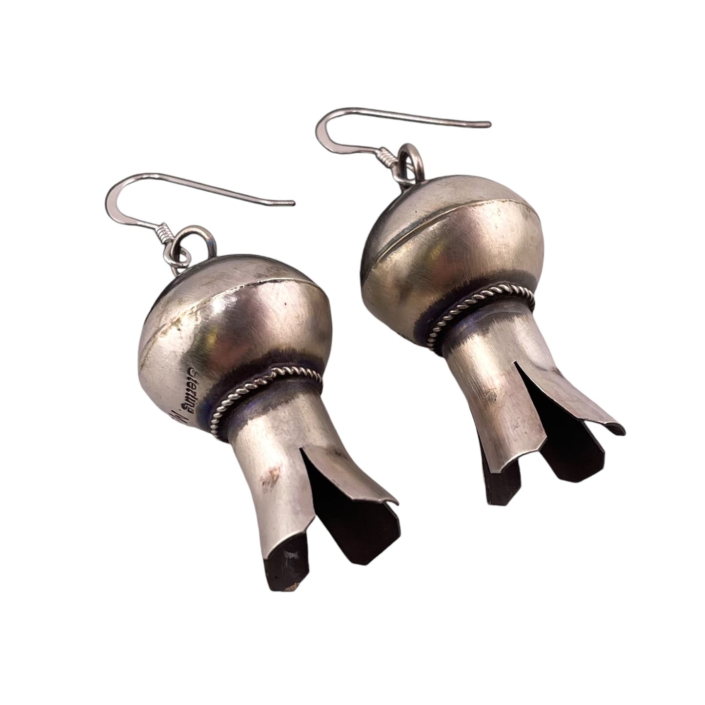 Monica Smith Navajo Blossom Roped Dangle Earrings Sterling Silver