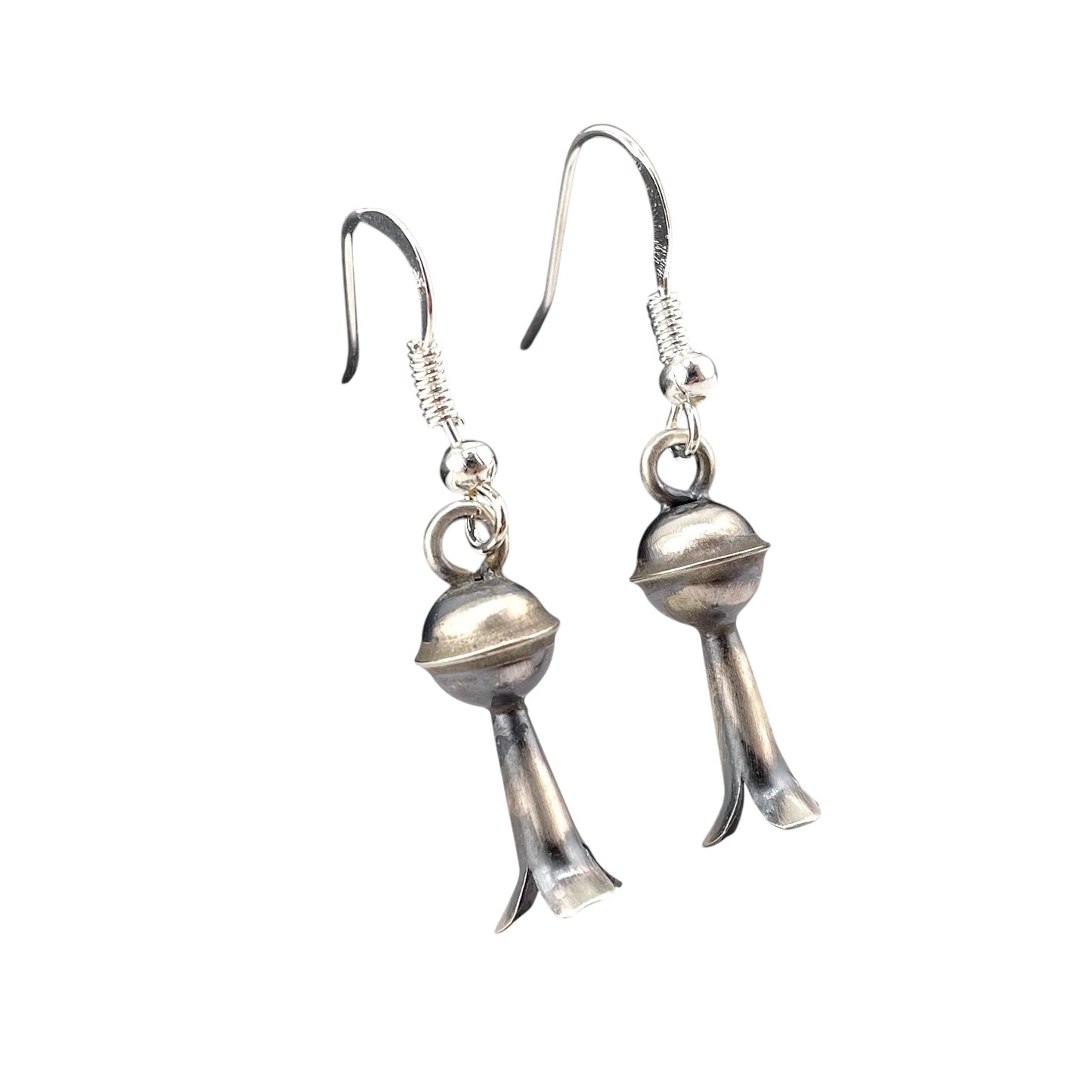 Lenora Garcia Sterling Silver Navajo Squash Blossom Short Dangle Earrings