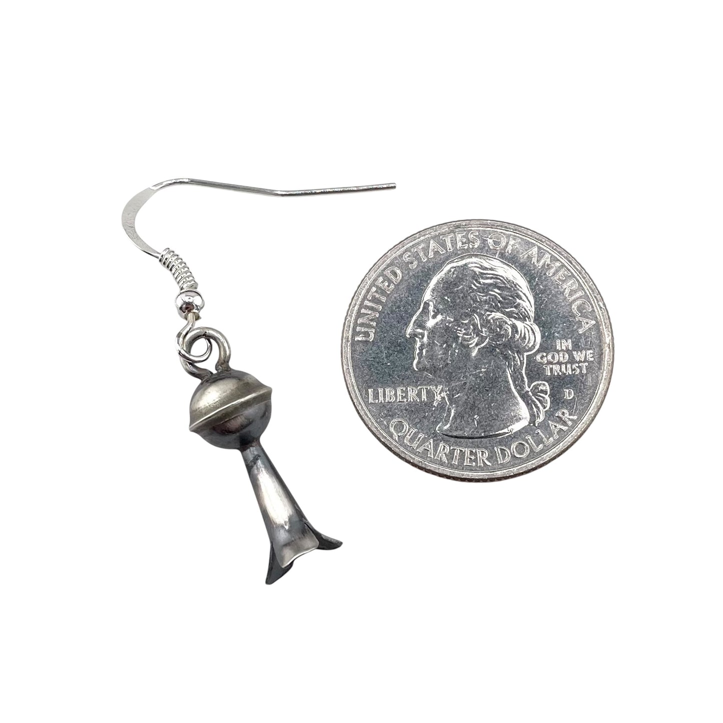 Lenora Garcia Sterling Silver Navajo Squash Blossom Short Dangle Earrings