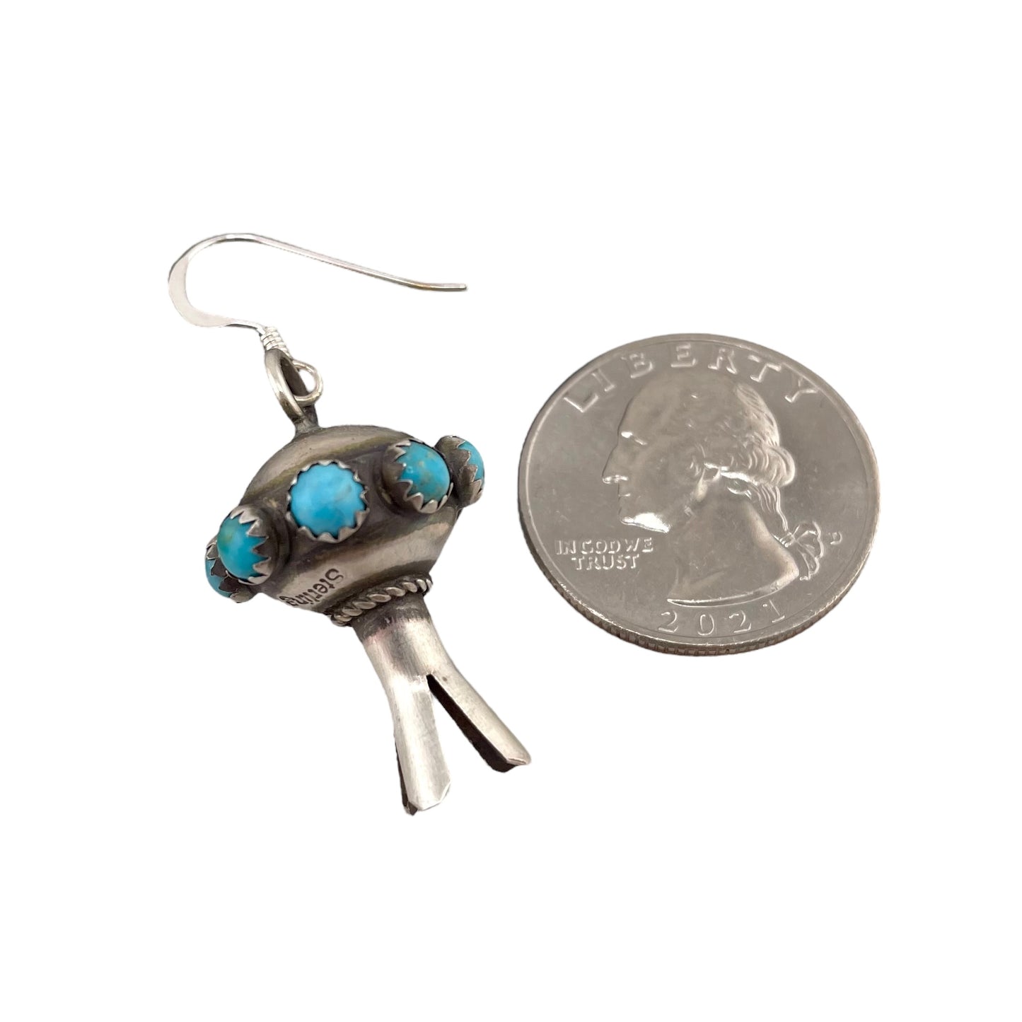 Monica Smith Turquoise Mini Blossom Navajo Earrings Sterling Silver