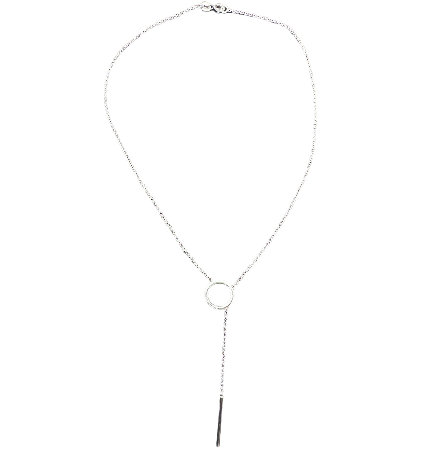 Sterling Silver Fancy Lariat Bar & Chain Necklace