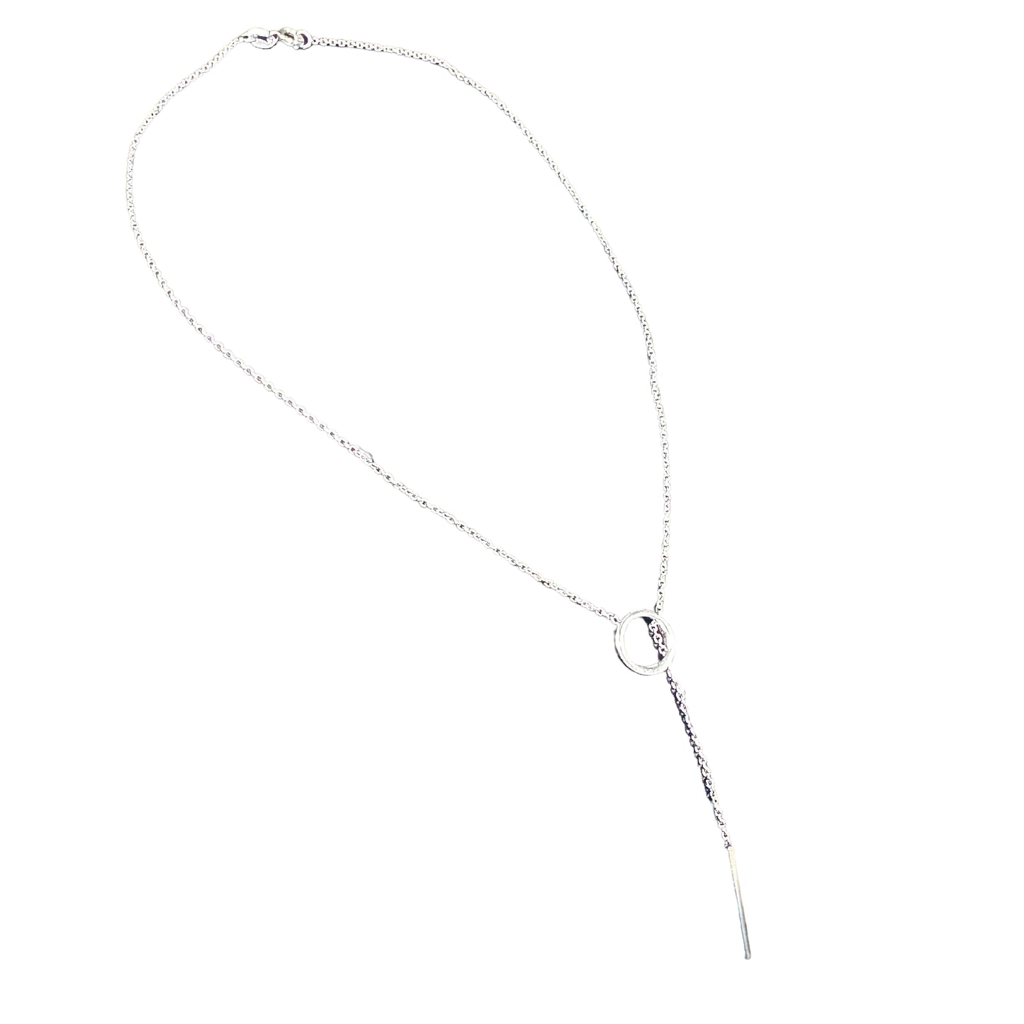 Sterling Silver Fancy Lariat Bar & Chain Necklace