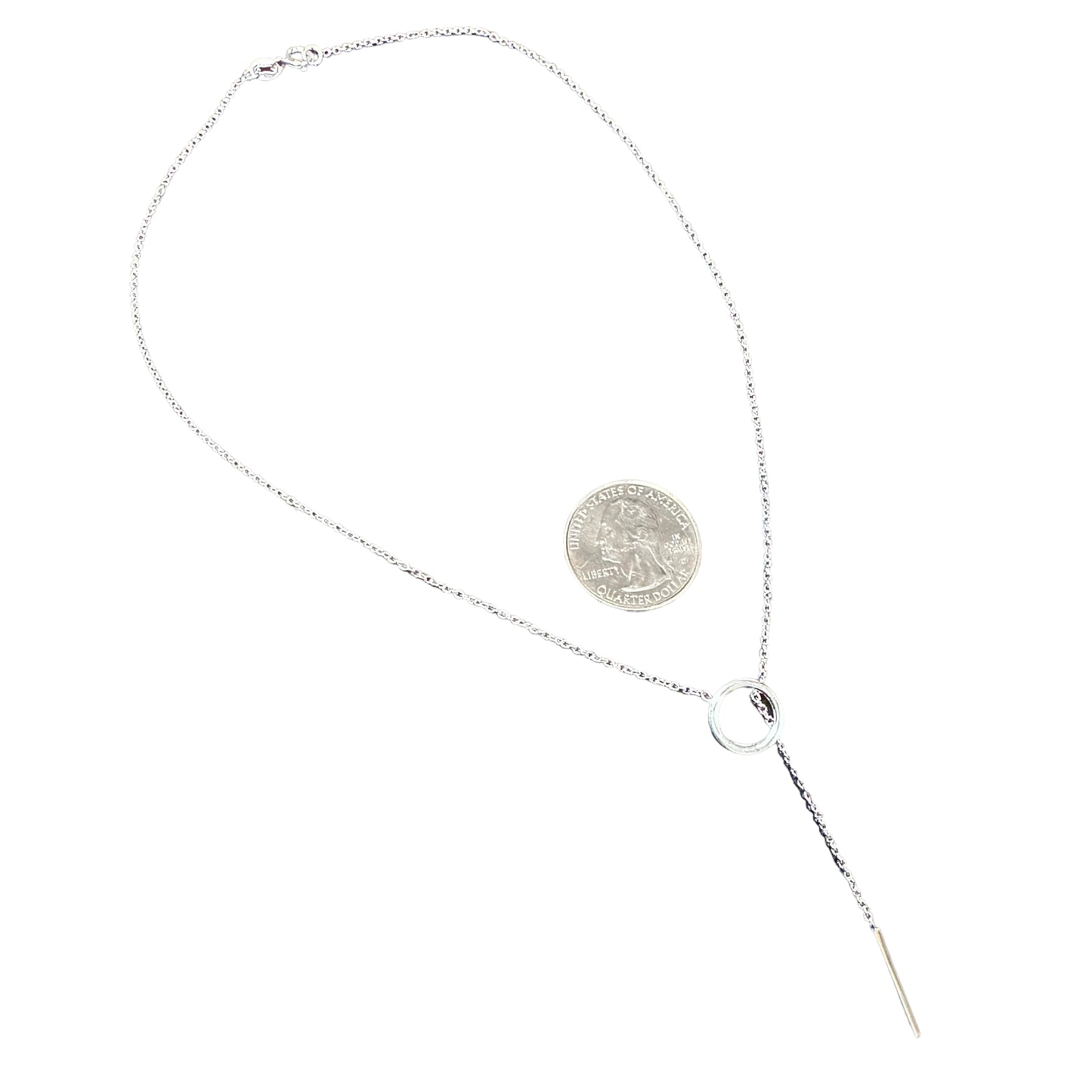 Sterling Silver Fancy Lariat Bar & Chain Necklace