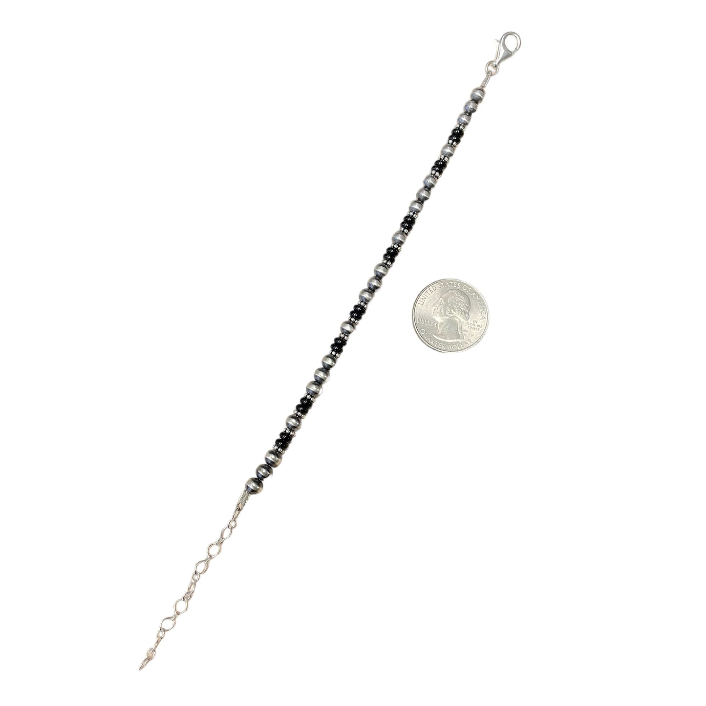 Onyx Desert Pearl Bead Bracelet Sterling Silver