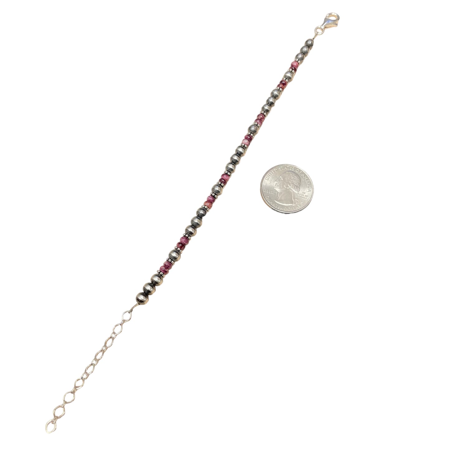 Purple Spiny Oyster Desert Pearl Bead Bracelet Sterling Silver