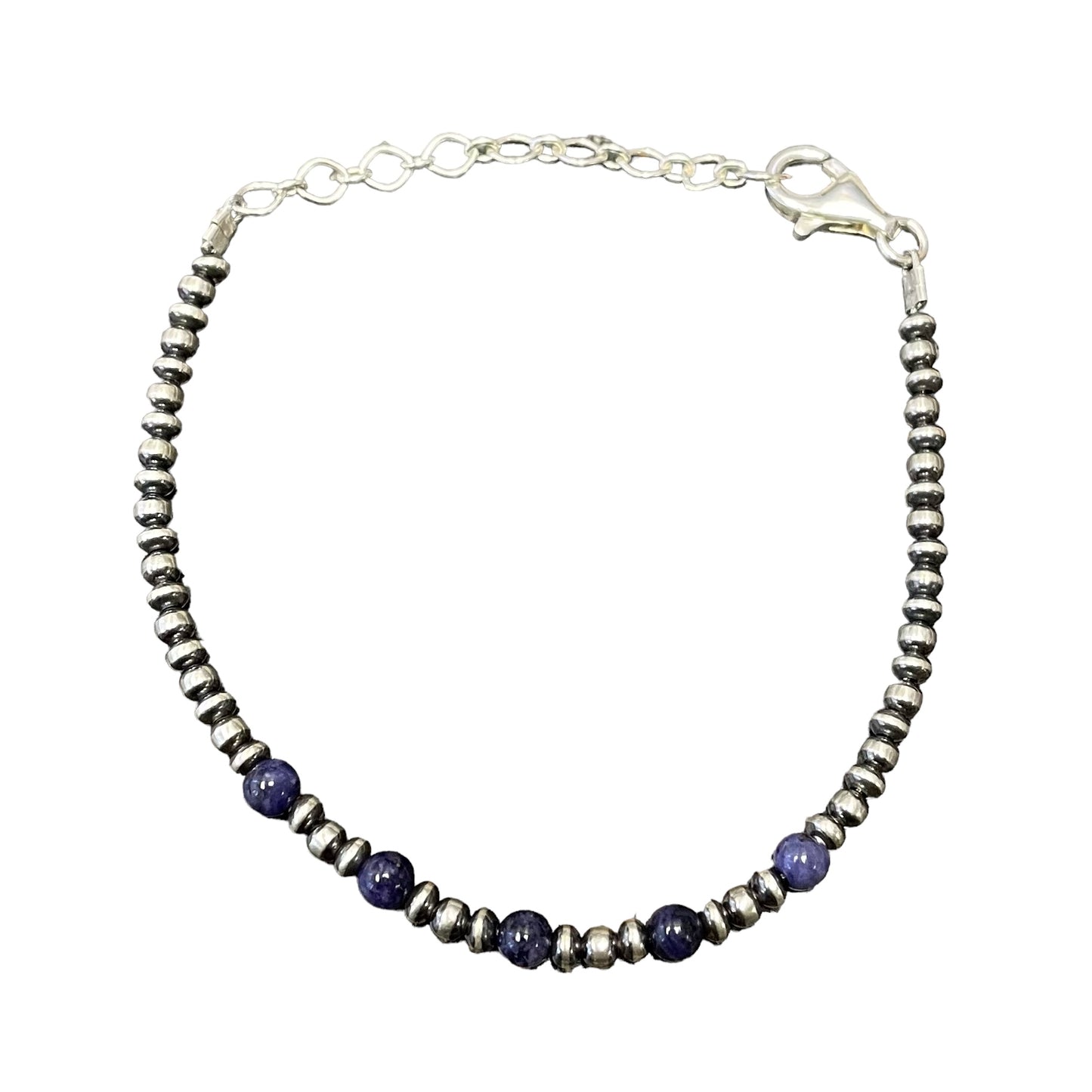 Charoite Desert Pearl Bead Bracelet Sterling Silver