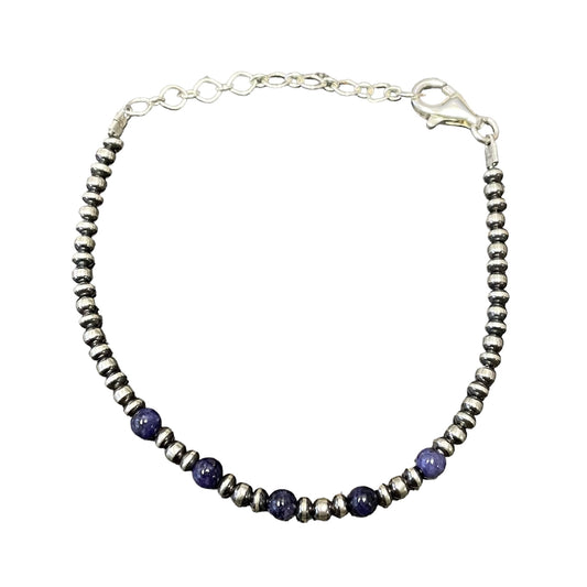 Charoite Desert Pearl Bead Bracelet Sterling Silver