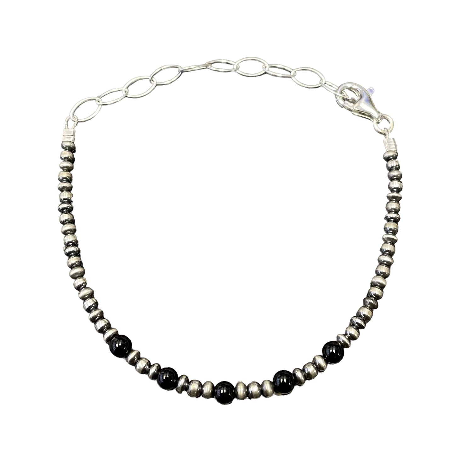 Onyx Desert Pearl Bead Bracelet Sterling Silver