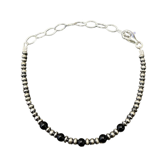Onyx Desert Pearl Bead Bracelet Sterling Silver