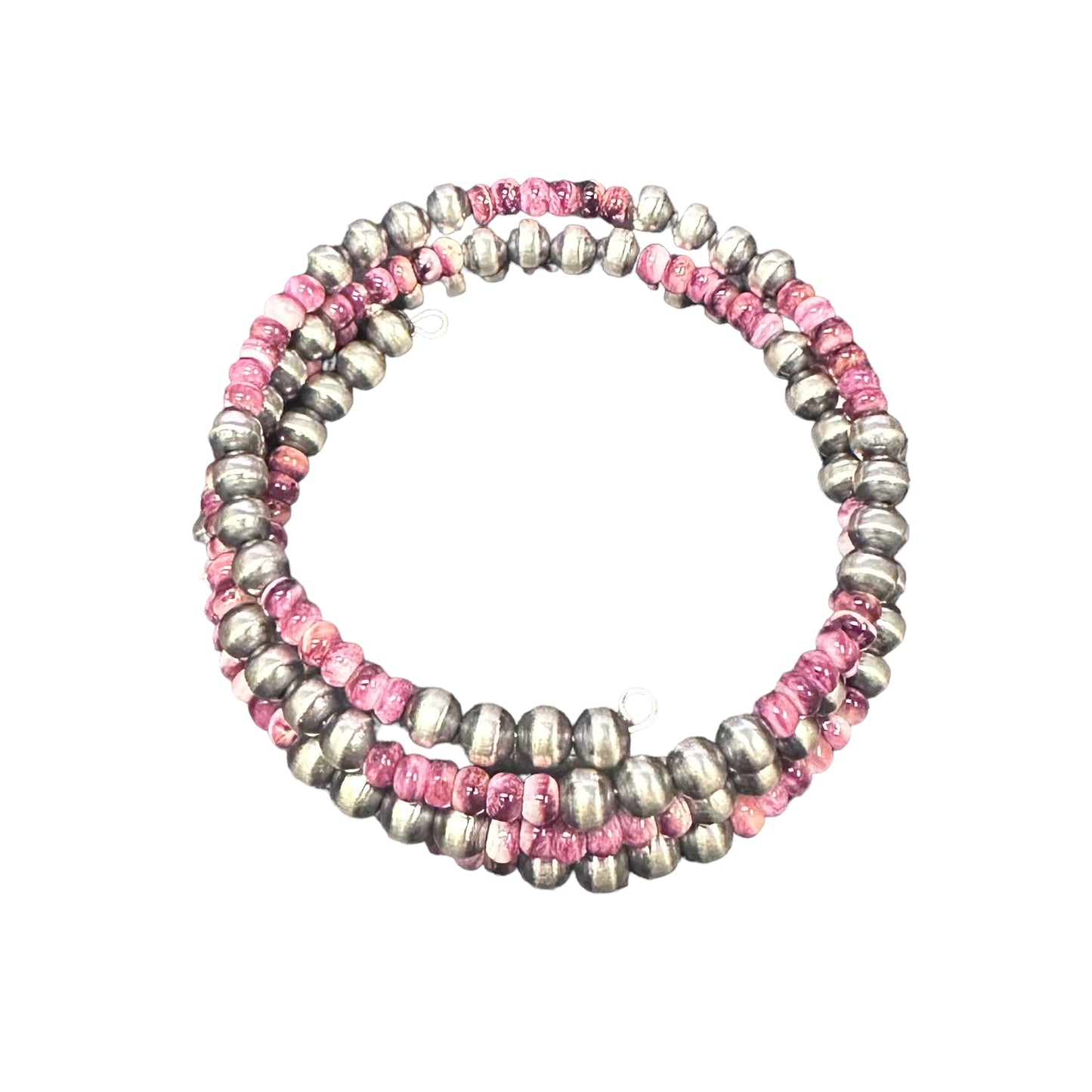 Purple Spiny Oyster Desert Pearls Oxidized Bead Wrap Bracelet Sterling Silver