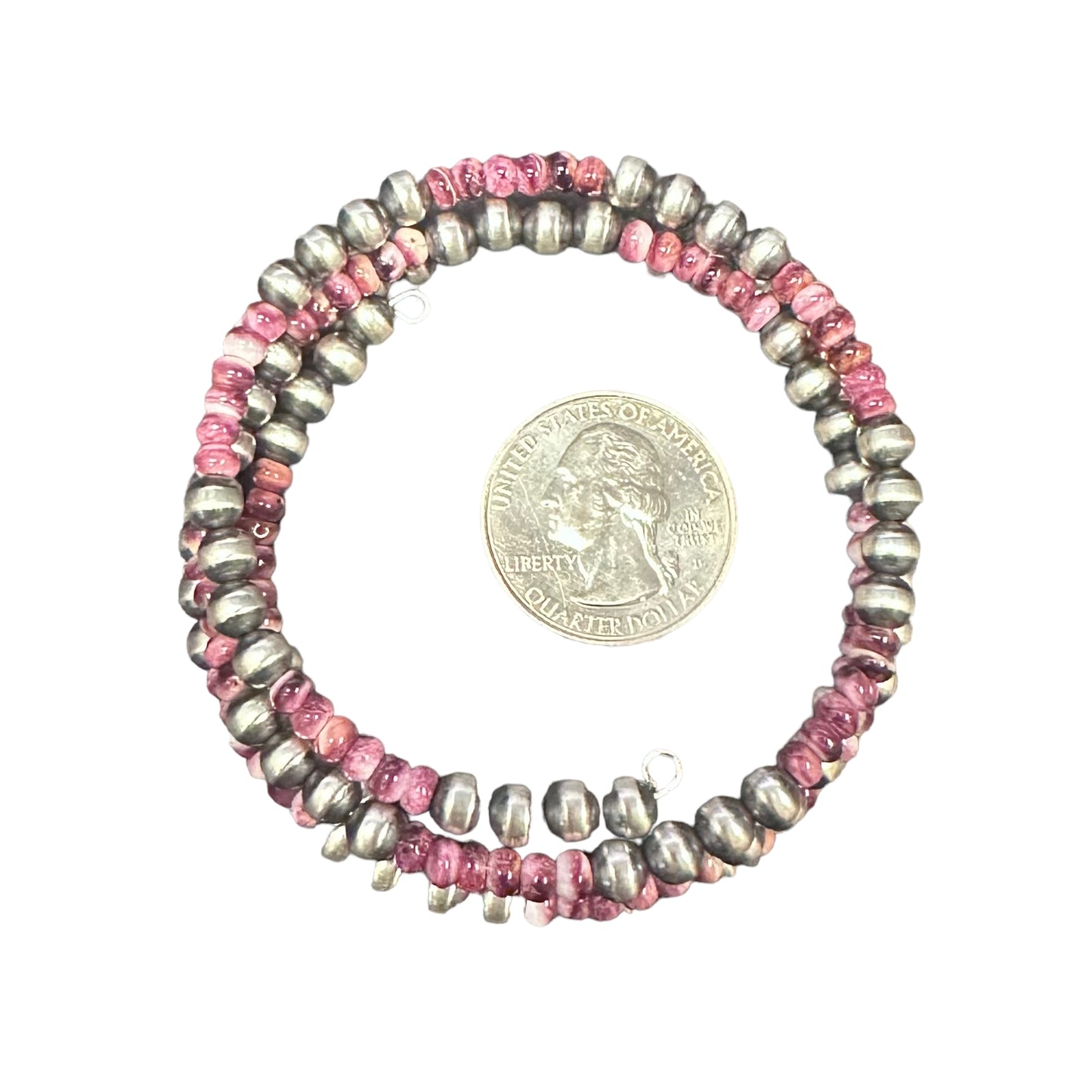 Purple Spiny Oyster Desert Pearls Oxidized Bead Wrap Bracelet Sterling Silver