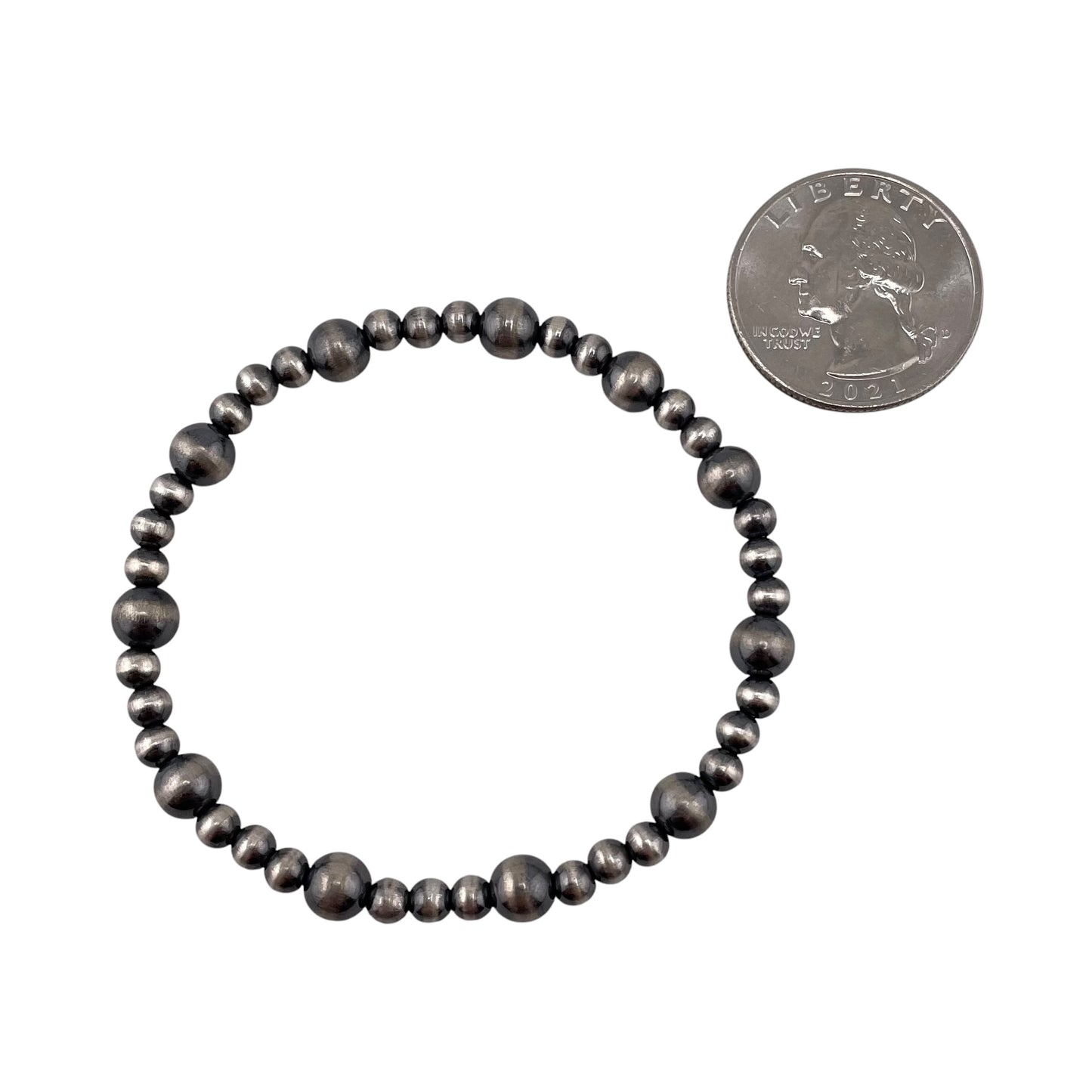 Desert Pearl Mixed Bead Stretch Bracelet Sterling Silver