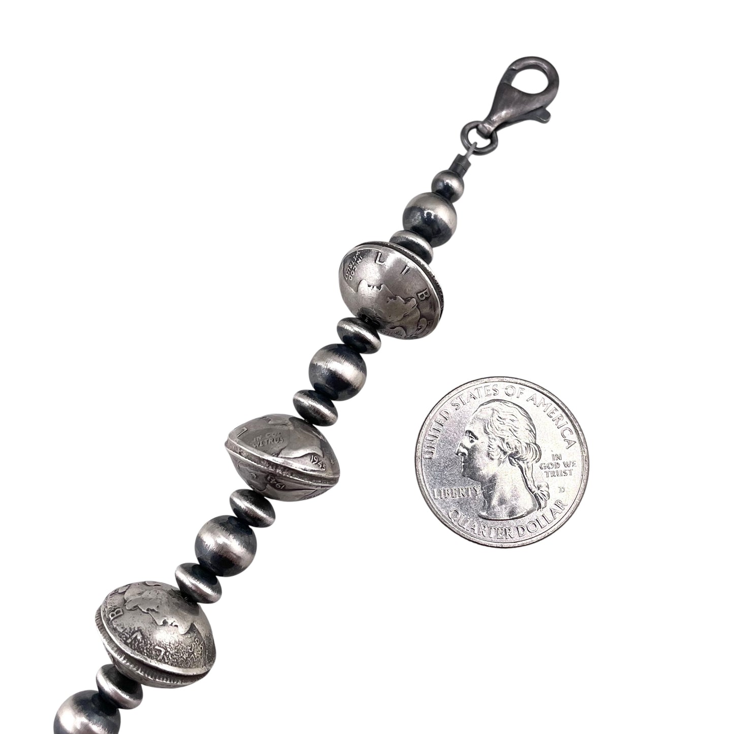 Desert Pearls Mercury Dime Bead Bracelet Sterling Silver
