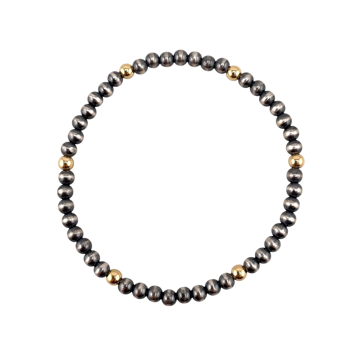 Desert Pearl Bead Stretch Bracelet Sterling Silver & 12K Gold Filled