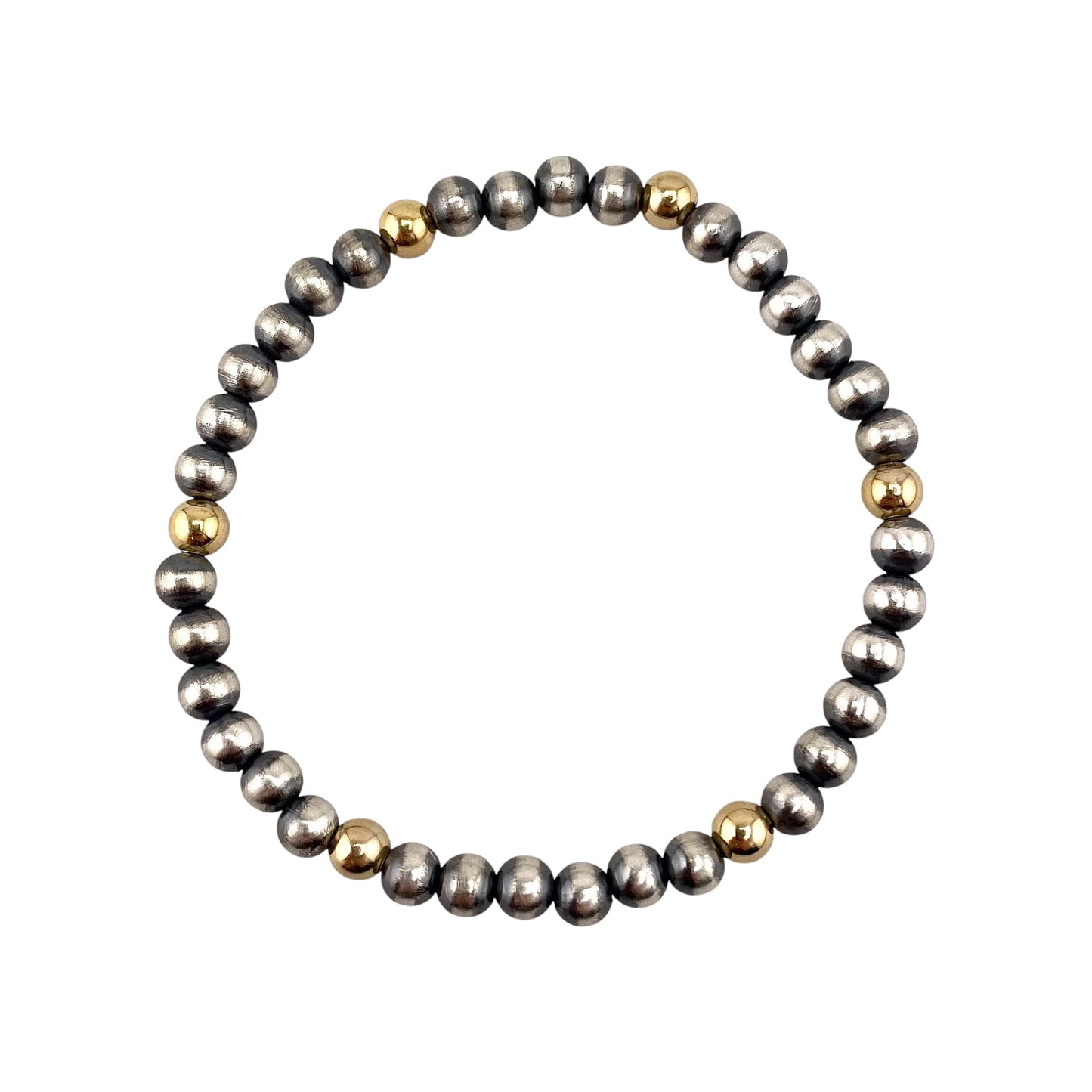 Desert Pearl Bead Stretch Bracelet Sterling Silver & 12K Gold Filled