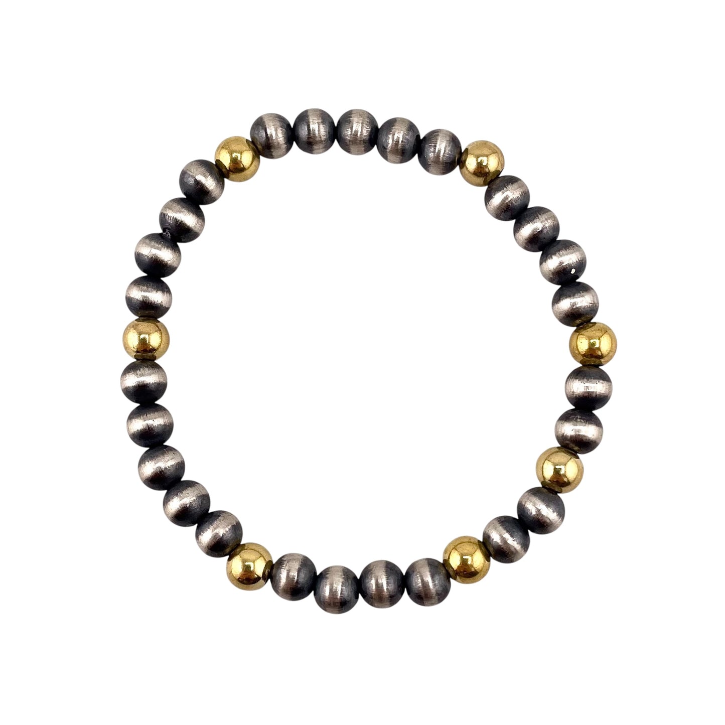Desert Pearl Bead Stretch Bracelet Sterling Silver & 12K Gold Filled