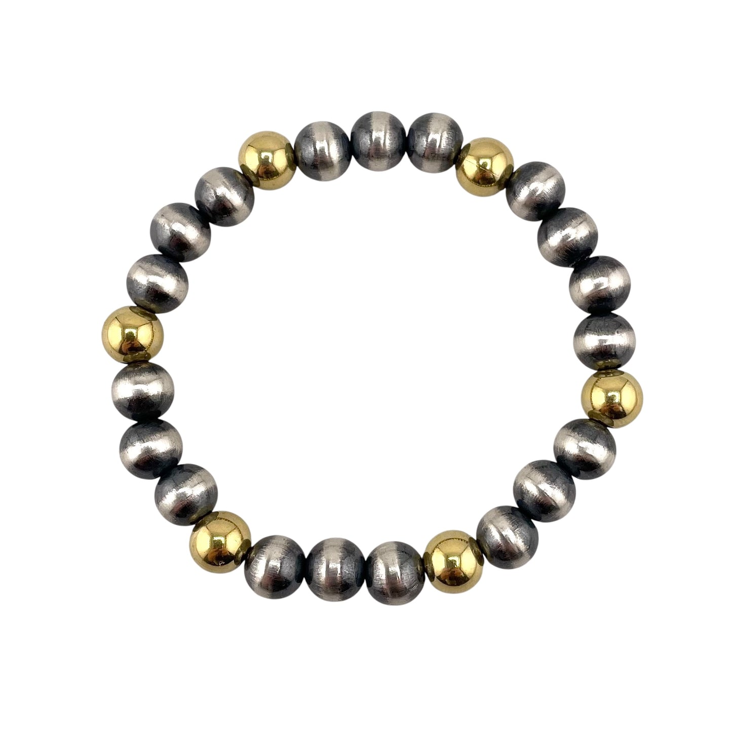 Desert Pearl Bead Stretch Bracelet Sterling Silver & 12K Gold Filled
