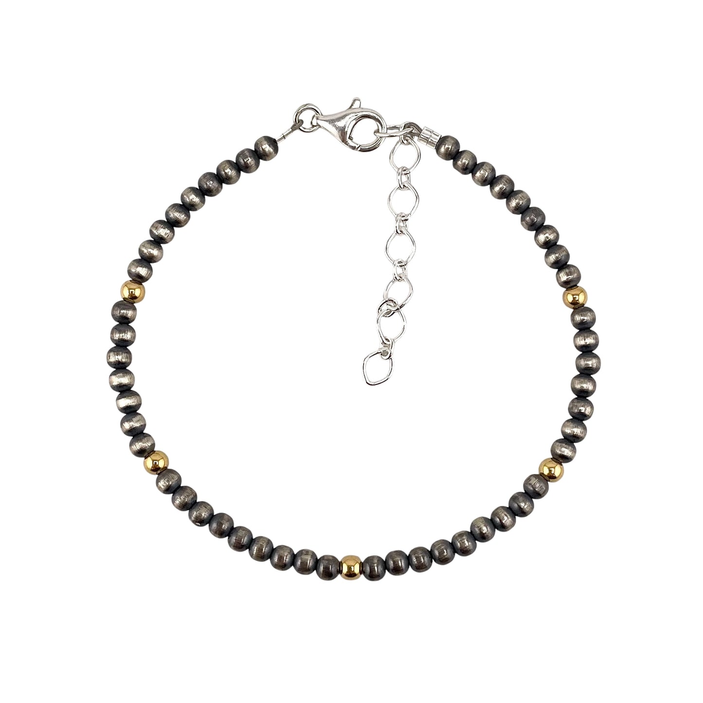 Desert Pearl Bead Anklet Ankle Bracelet w/ Extender Sterling Silver & 12K Gold Filled