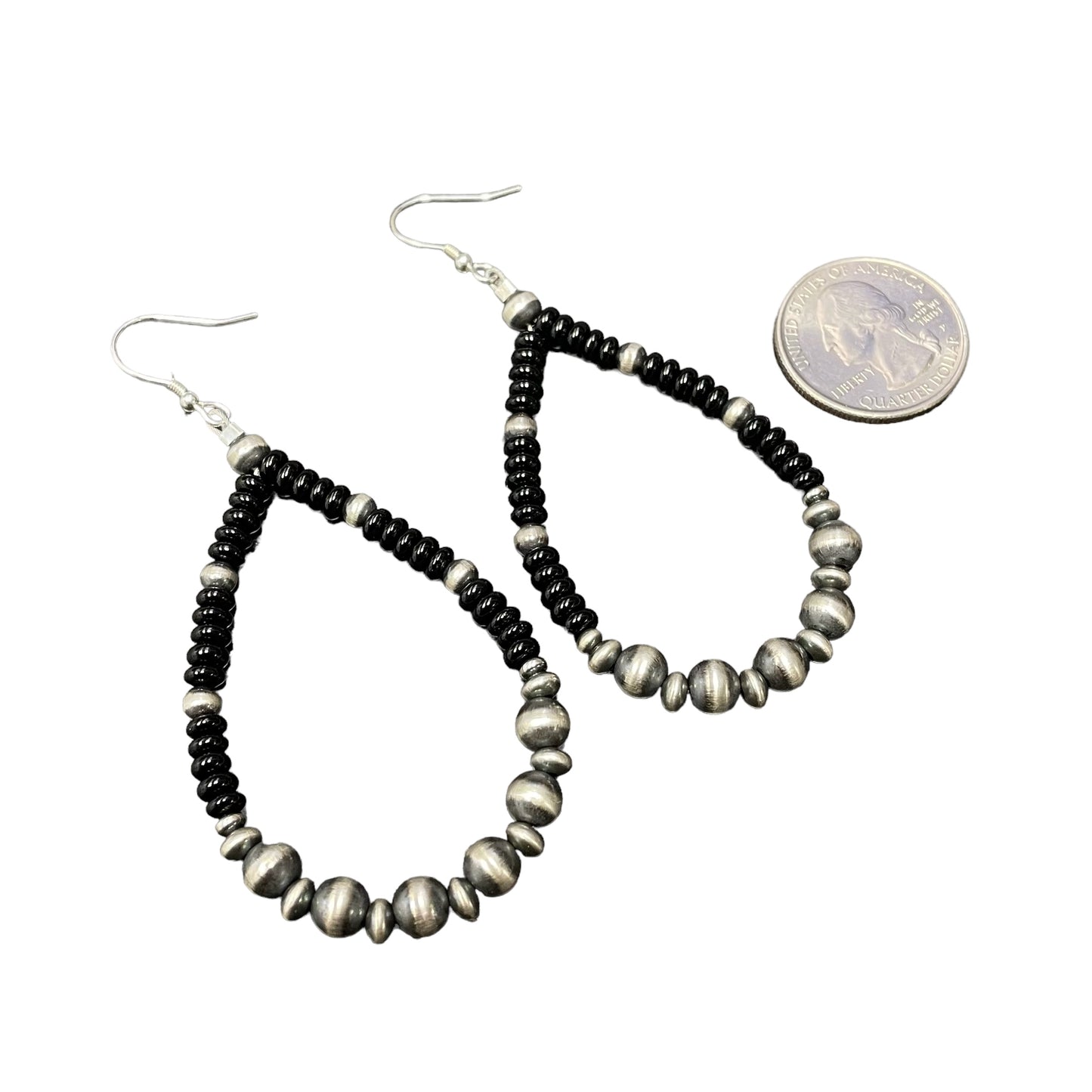 Onyx Desert Pearl Bead Dangle Earrings Sterling Silver