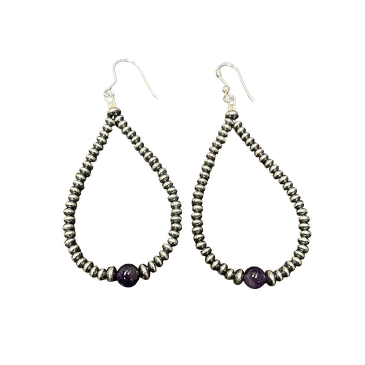 Amethyst Desert Pearl Bead Dangle Earrings Sterling Silver