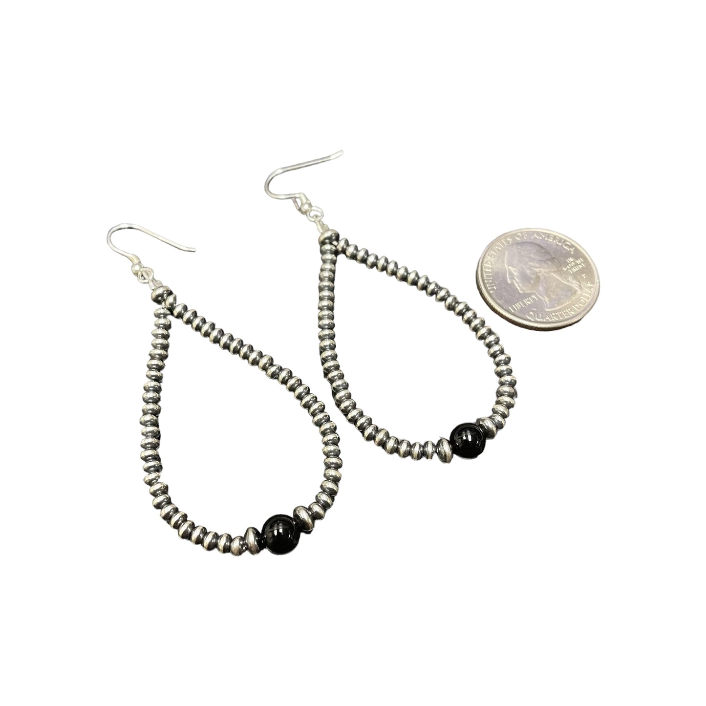 Onyx Desert Pearl Bead Dangle Earrings Sterling Silver