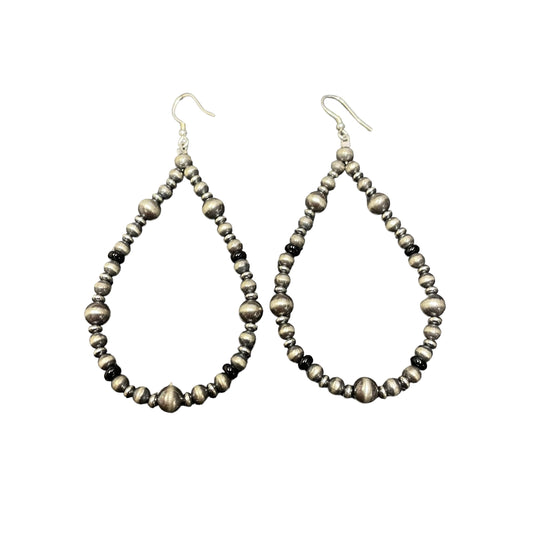 Onyx Desert Pearl Bead Dangle Earrings Sterling Silver