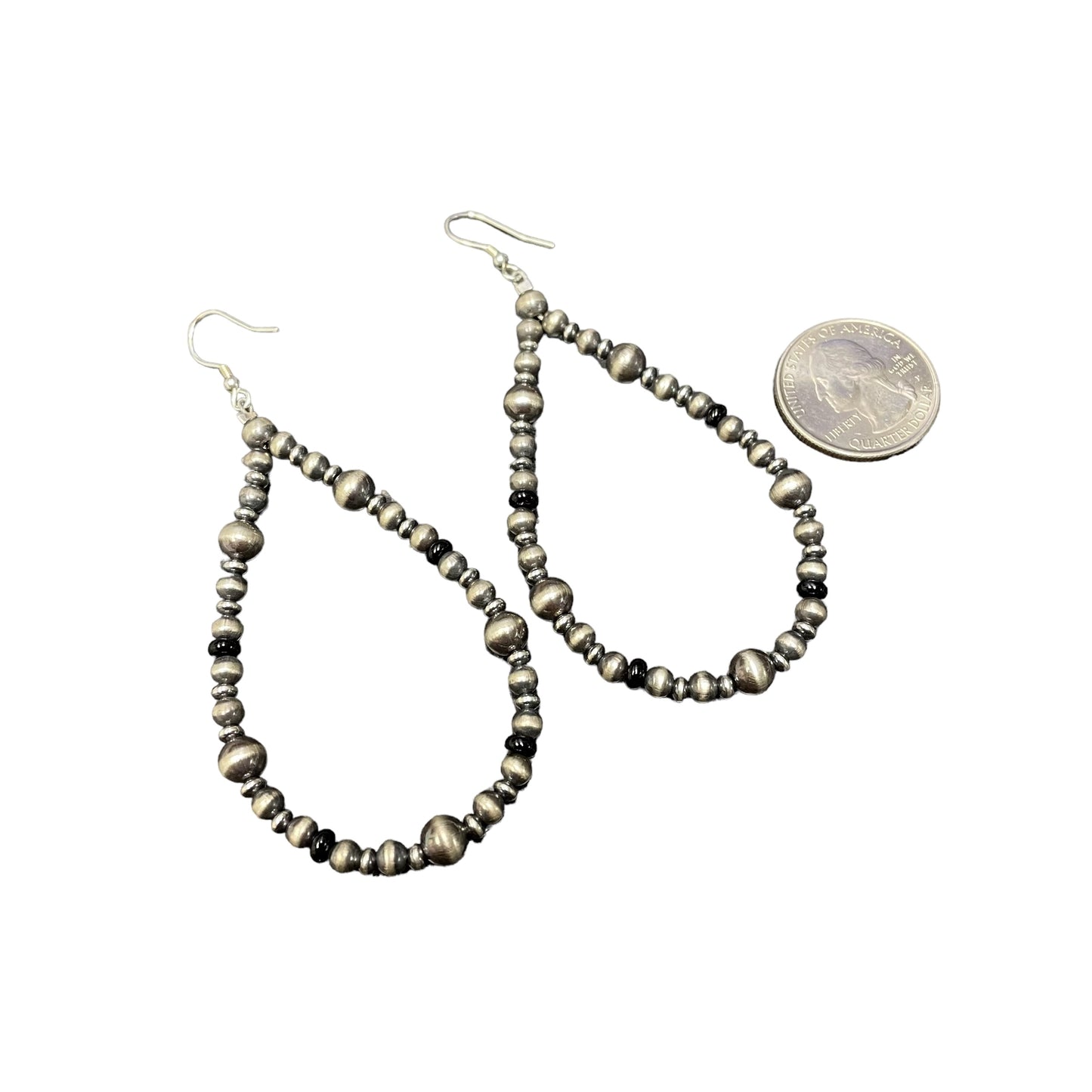 Onyx Desert Pearl Bead Dangle Earrings Sterling Silver