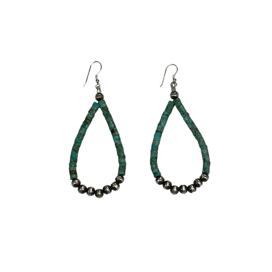 Blue Turquoise Desert Pearl Bead Dangle Earrings Sterling Silver