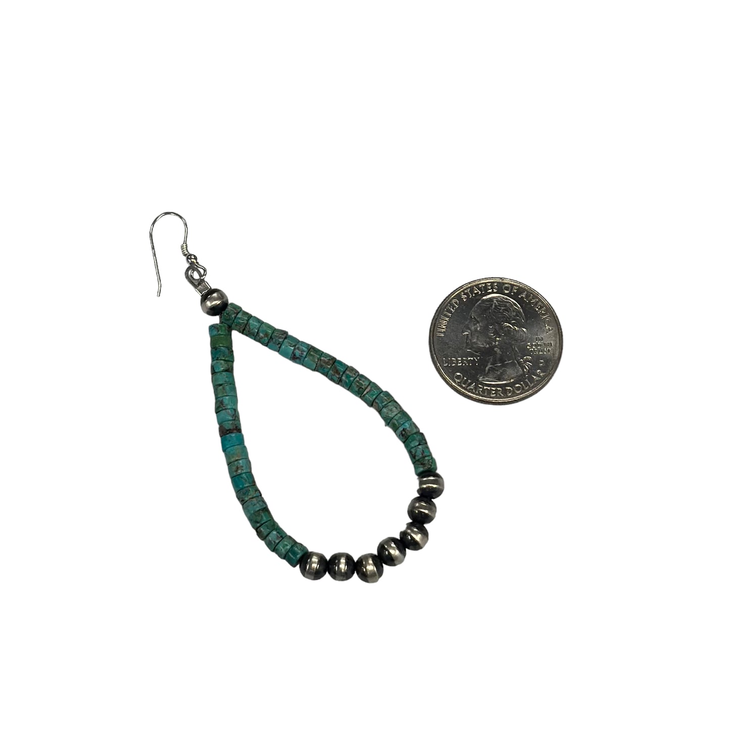 Blue Turquoise Desert Pearl Bead Dangle Earrings Sterling Silver