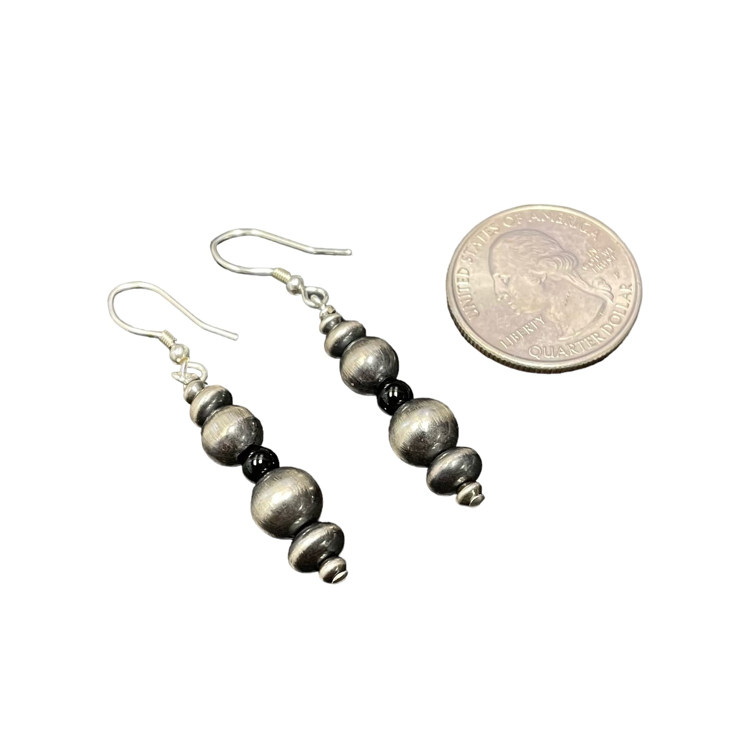 Onyx Desert Pearl Bead Dangle Earrings Sterling Silver