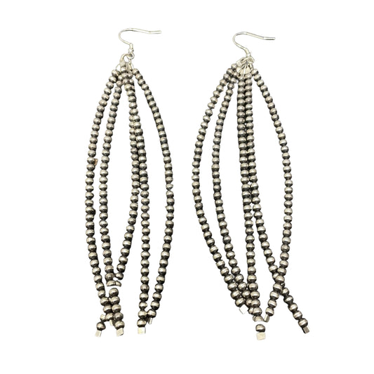 5-Strand Desert Pearl Bead Dangle Earrings Sterling Silver