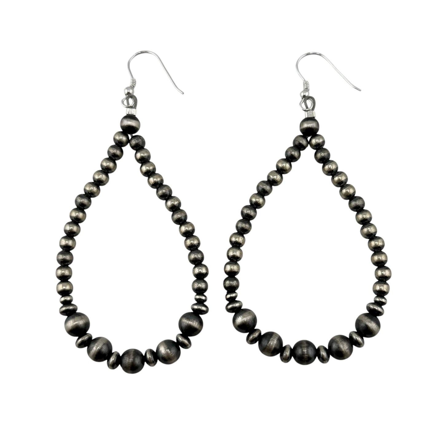 Desert Pearl Loop Bead Dangle Earrings Sterling Silver