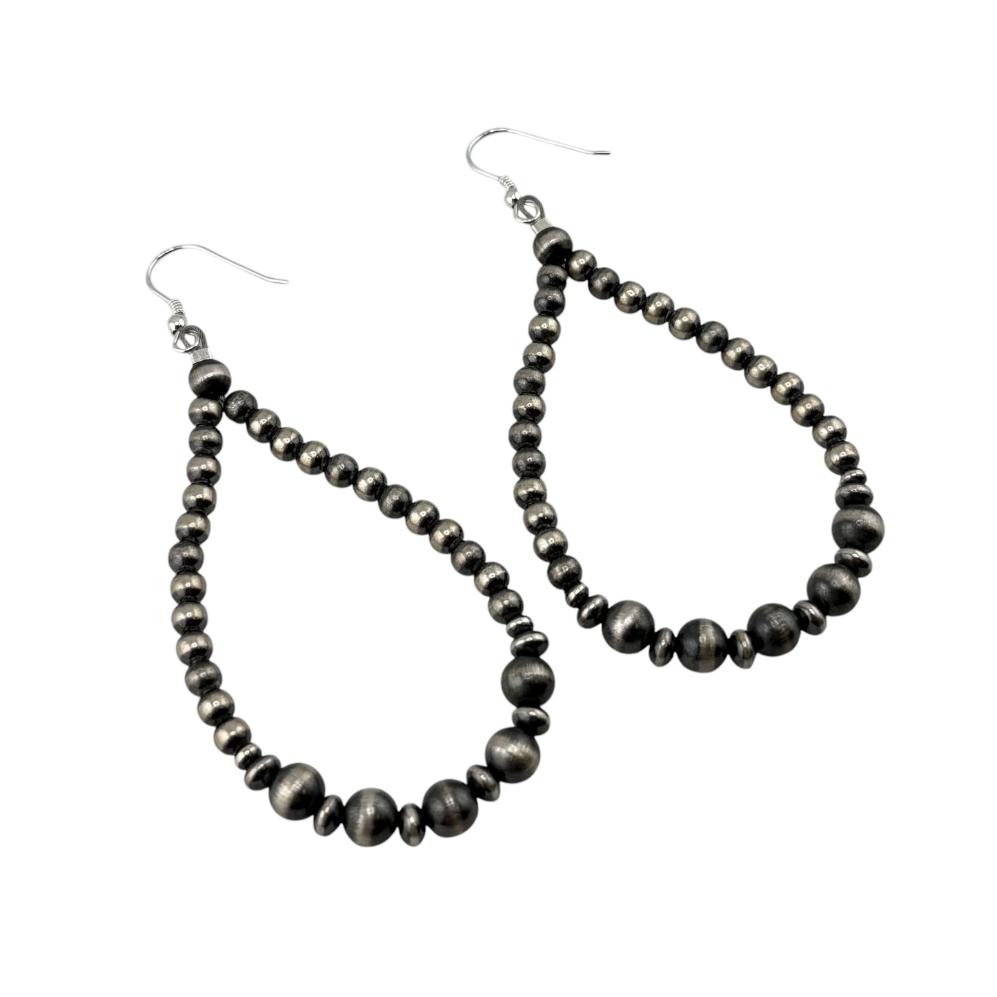 Desert Pearl Loop Bead Dangle Earrings Sterling Silver