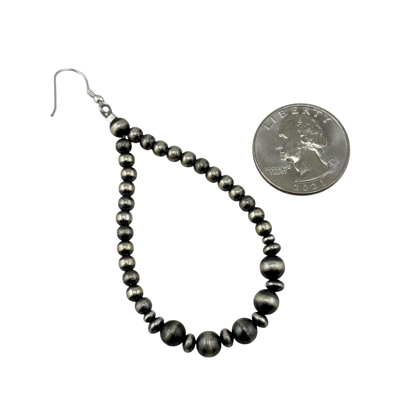 Desert Pearl Loop Bead Dangle Earrings Sterling Silver