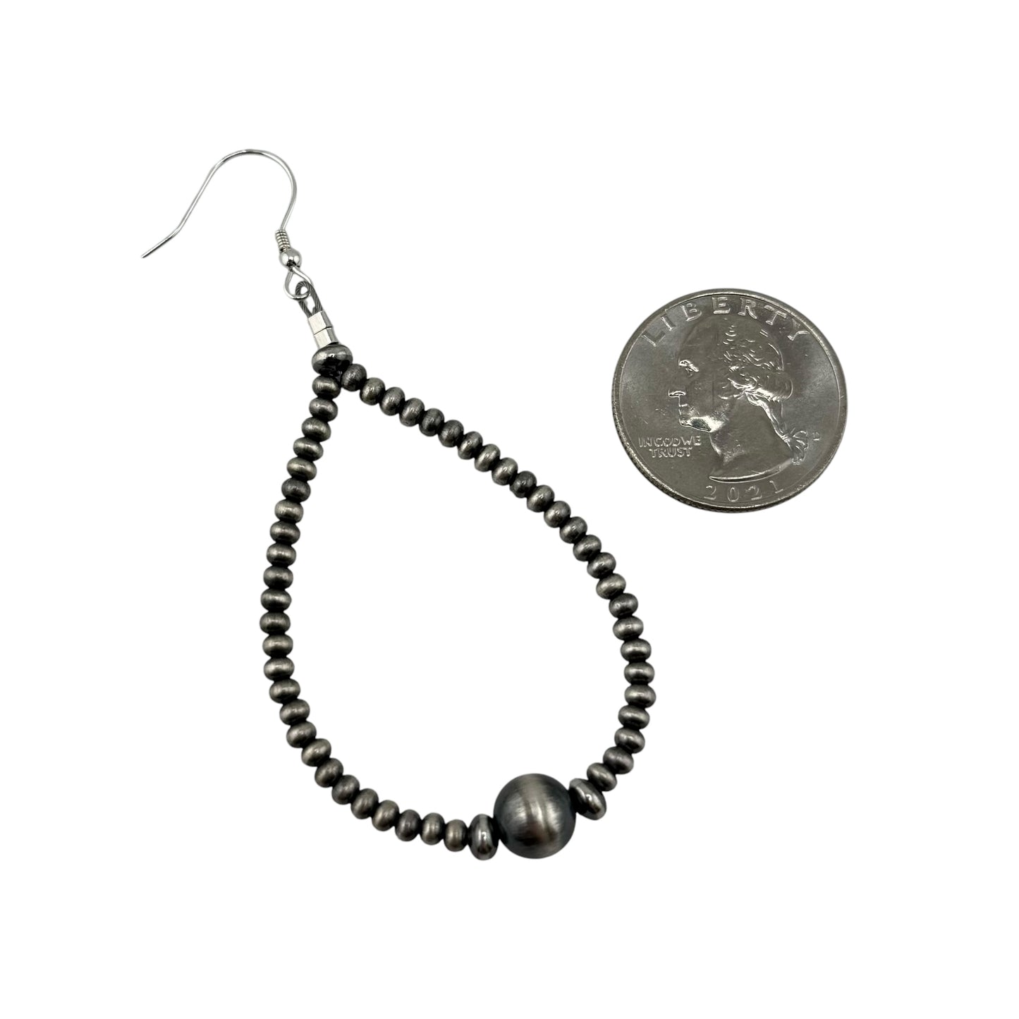 Desert Pearl Loop Bead Dangle Earrings Sterling Silver