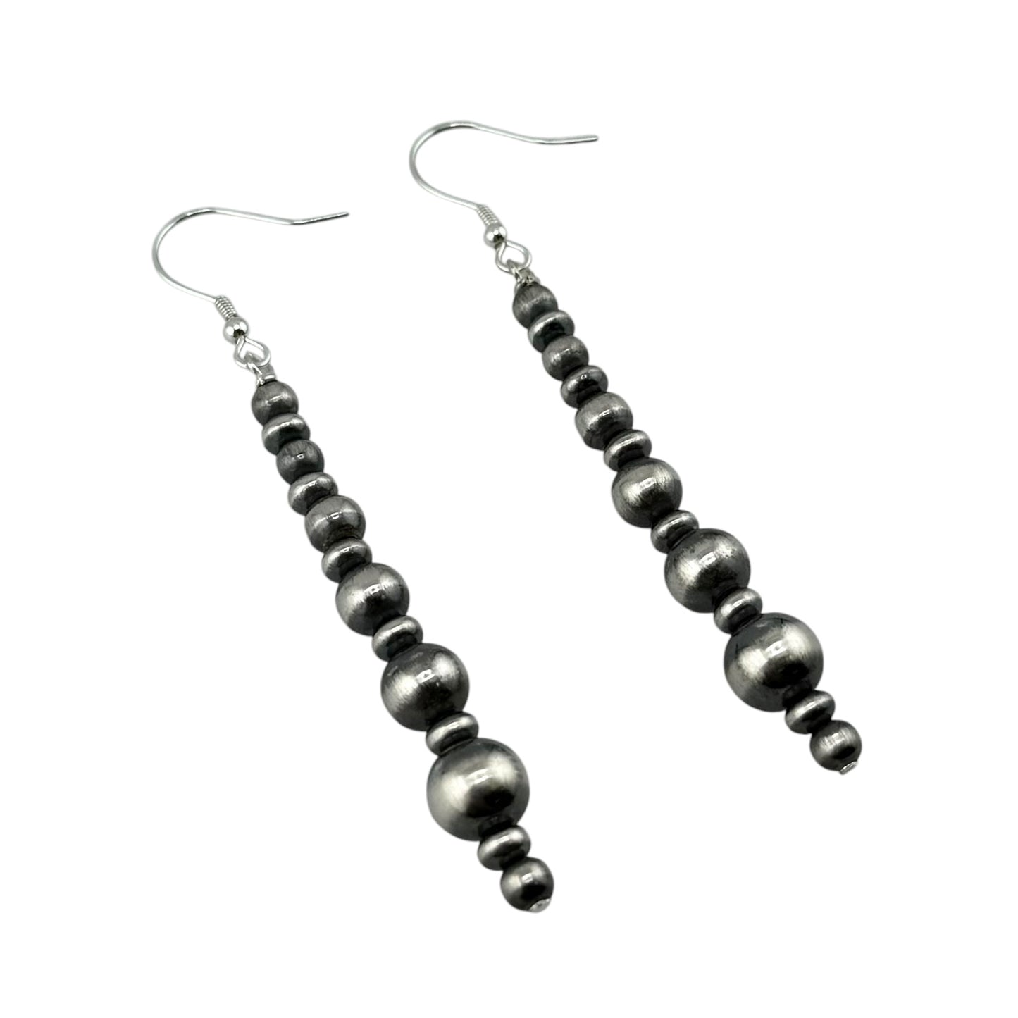 Desert Pearl Drop Bead Dangle Earrings Sterling Silver