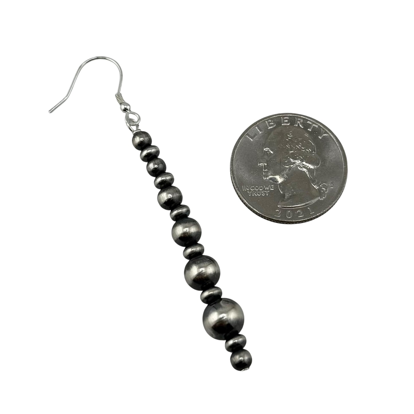 Desert Pearl Drop Bead Dangle Earrings Sterling Silver