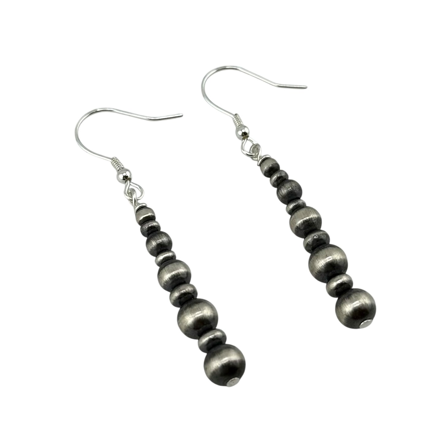 Desert Pearl Drop Bead Dangle Earrings Sterling Silver