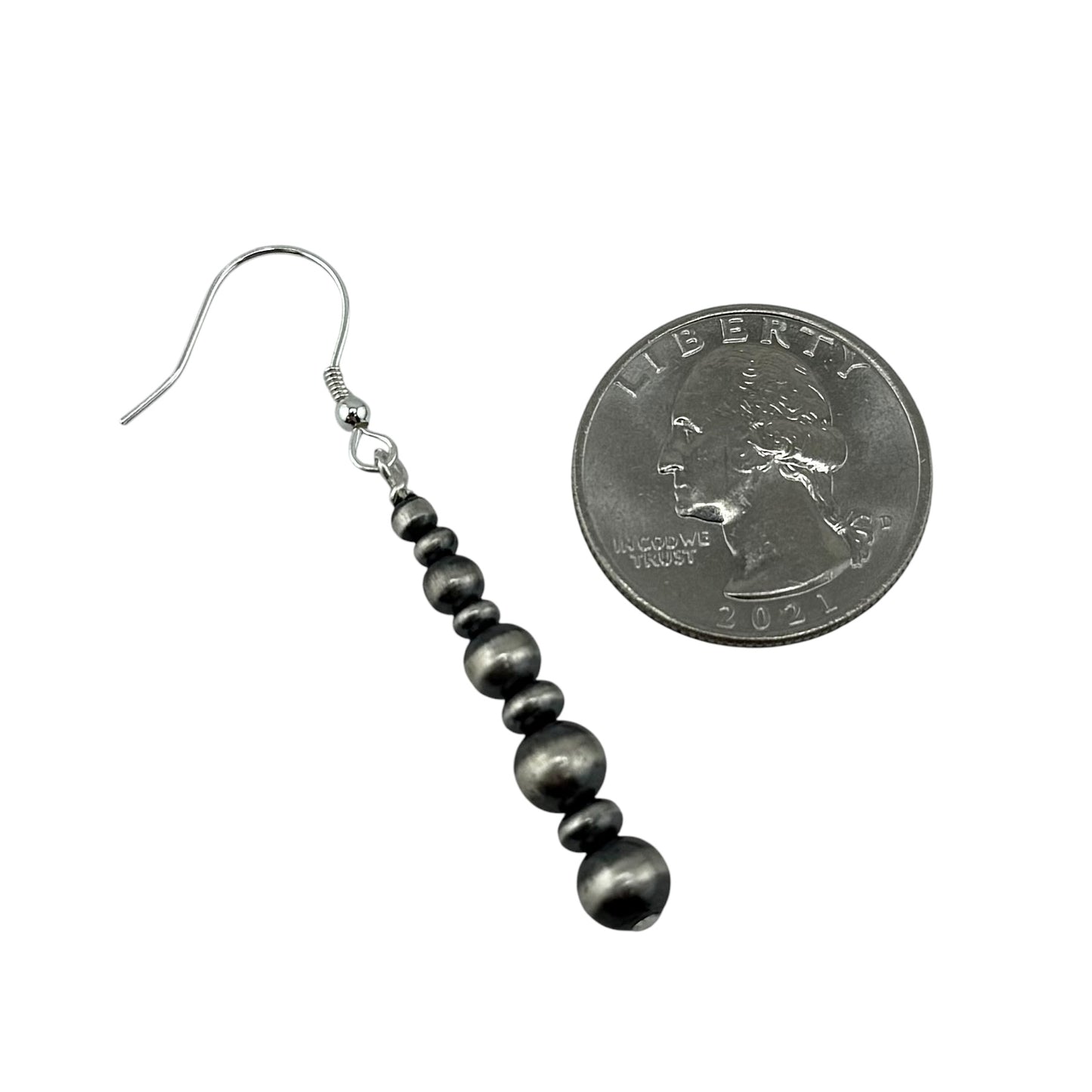 Desert Pearl Drop Bead Dangle Earrings Sterling Silver