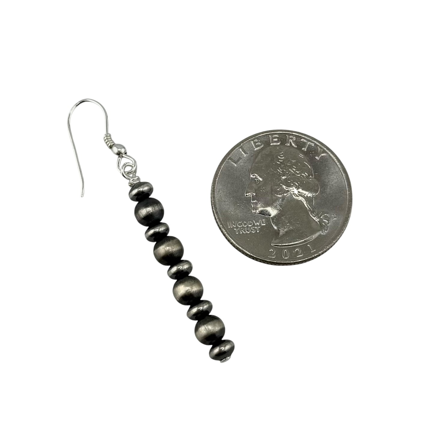 Desert Pearl Drop Bead Dangle Earrings Sterling Silver