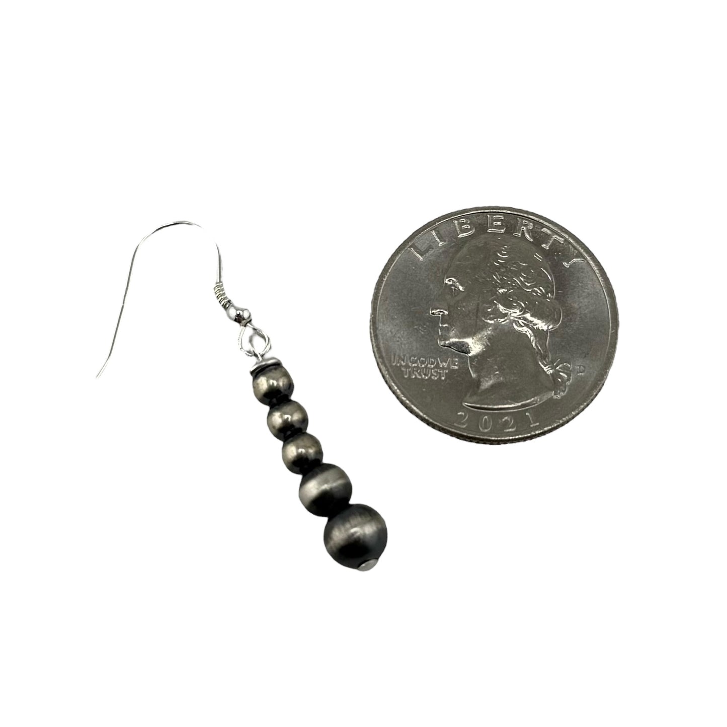 Desert Pearl Drop Bead Dangle Earrings Sterling Silver